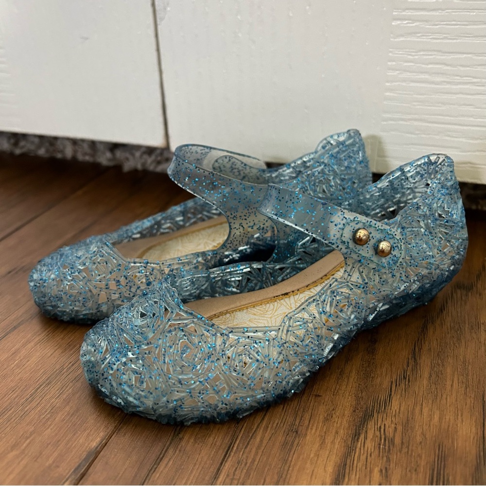 GUGUYeah Blue Sparkly Glitter Jelly Shoes Sz 25